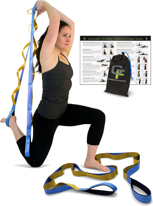 Gradient Fitness Stretching Strap for Physical Therapy, 12 Multi-Loop Stretch Strap, 1.5" W x 8' L