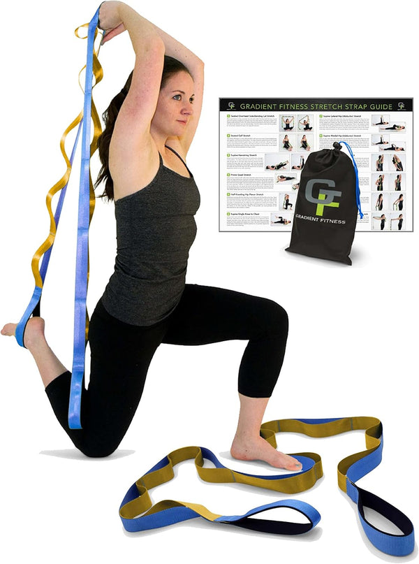Gradient Fitness Stretching Strap for Physical Therapy, 12 Multi-Loop Stretch Strap, 1.5" W x 8' L