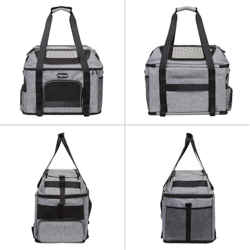 MOSISO Airline Approved Pet Carrier - Top-Expandable Soft Carrier Bag for Small Medium Cats/Dogs Under 22 LB, Grey