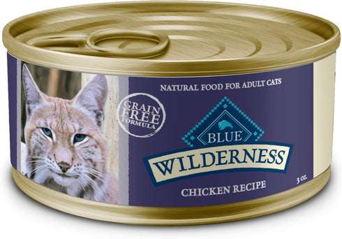 Blue Buffalo Wilderness High-Protein, Grain-Free Natural Wet Food for Adult Cats, Chicken Paté, 24-Pack, 3 oz Cans