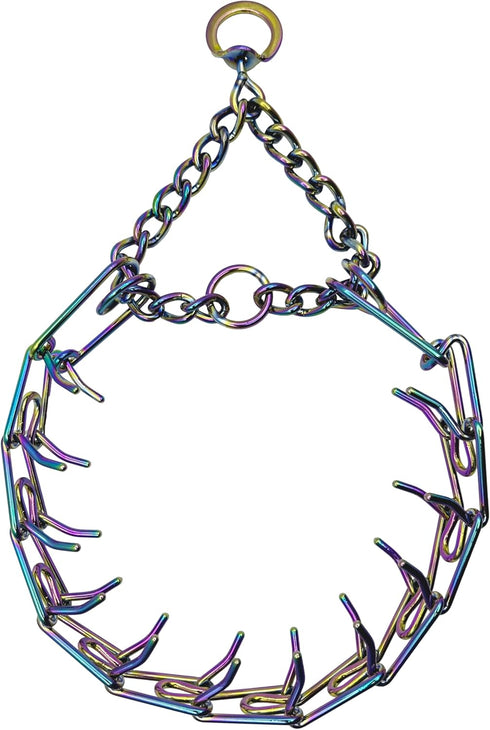 Rainbow Color Dog Collar, Prong Pinch Training Collar for Small Medium Large Dogs (XL), No Pull