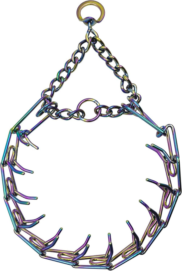 Rainbow Color Dog Collar, Prong Pinch Training Collar for Small Medium Large Dogs (XL), No Pull