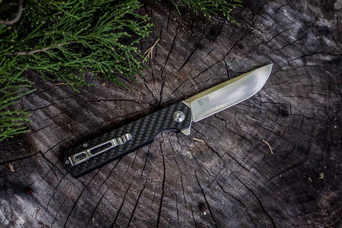 GANZO Firebird FH11 Pocket Folding Knife, D2 Steel Flip Blade with Carbon Fiber Handle for Hunting Camping