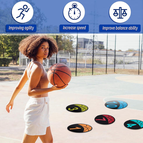 20 9 Inch Qilery Pcs Basketball Training Spots, Anti-Slip Basketball Court Marking Kit, Colorful Markers Floor Spots