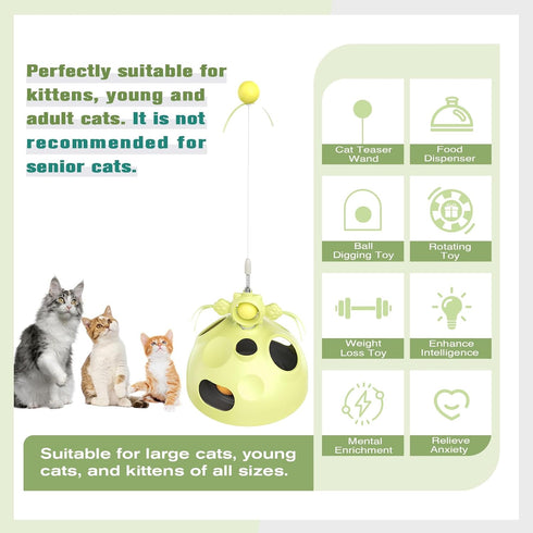 4-in-1 Sedioso Cat Toy, Cat Interactive Toys for Indoor Cats, Hide and Seek Cats Toys, Spinning Toy and Kitty Food