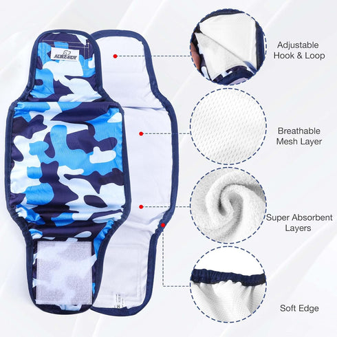5 Pack 5pcs Belly Bands for Male Dogs Washable Dog Diapers Reusable Male Dog Pee Wraps with Dog Diaper Liners