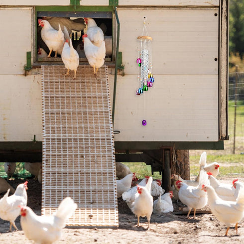 lasuroa Colorful Chicken Wind Chime Toy, Chicken Enrichment Coop Accessories Supplies Toys for Outside Wind Chimes Art