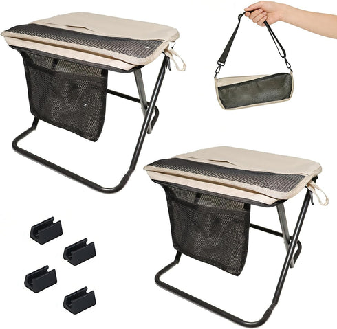 XOMIUHL 2PCS Foldable Backpack Stool, Handbag Style Pocket Foldable Chair, Collapsible Camping Chairs