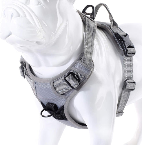Truelove Soft Front Dog Harness, Reflective No Pull with Handle and 2 Leash Attachments, Gray