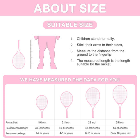 Kids Tennis Racket (2-Pack), Sizes 16"-25" for Ages 2-14, Affordable and Durable Gear for Fun