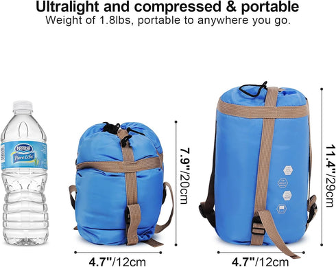 REDCAMP Ultra Lightweight Sleeping Bag for Backpacking, Warm Weather Comfort for Adults, Compression Sack
