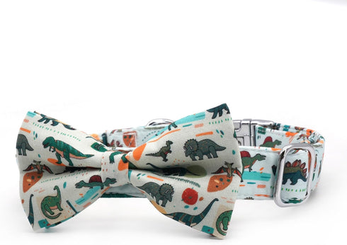 Dinosaur Dog Collar, Boy Dog Collar with Bow Tie, Dog Gift, XS