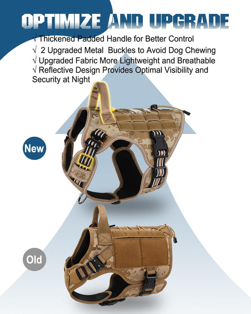 PETNANNY Tactical Dog Harness, Reflective Service Vest for Medium Large Dogs, Emotional Support with Padded Handle