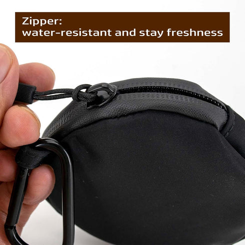 COOWONE Small Dog Treat Pouch, Waterproof Black Training Treat Bag for Portable Pet Snack Storage