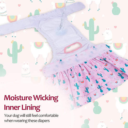 3 Pack QBD01XS CuteBone Female Dog Diapers with Skirts Reusable Puppy Dresses Pants for Heat Cycle Period