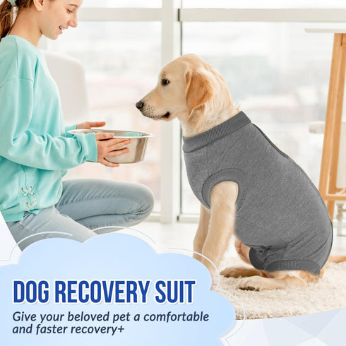 SlowTon Dog Recovery Suit, Surgery Recovery Onesie for Female Male Dogs, E-Collar Alternative for Spay Abdominal Wounds