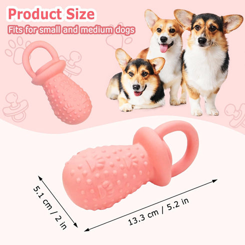 5.2" Dogs(Pink,1Pcs) Latex Chew Dog Toys, Novelty Squeaky Pacifier Dog Toys, Durable Pacifier Dog Chew Toys for Small