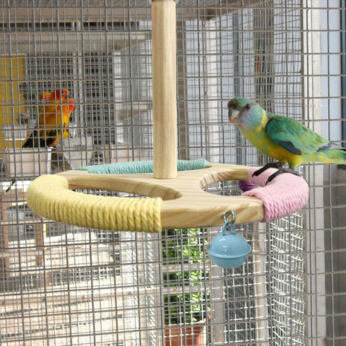 Wooden Spinning Parrot Perch Toy - Fun Exercise Accessory for Birds