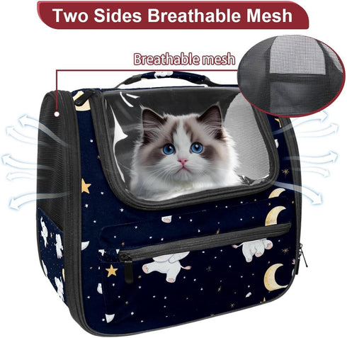 (1) White Baby Elephants Cat Carriers Dog Carrier Pet Carrier with Locking Safety Zippers for Cats, Kitties, Puppies