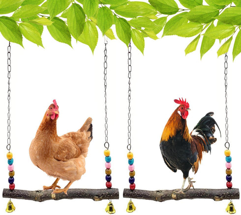 Chicken Bird Swing,Chicken Perch,Natural Wooden Swing Toys,Wood Stand for Chick,Safe and Relief