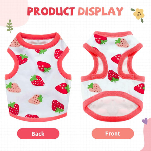 Small Dog Shirt - Cute Puppy Cat T Shirt Clothes - Soft Cotton Sleeveless Tee for Small Dogs Cats Summer Vest (Red
