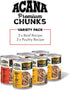 Pack: 12.8oz (6 Count, 3 ACANA Premium Chunks in Bone Broth Grain-Free Wet Dog Food Variety Beef + Poultry Recipes Cans