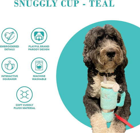 Haute Diggity Dog Snuggly Cup, Plush Designer Dog Toy with Interactive Squeaker, Machine-Washable for All Breeds