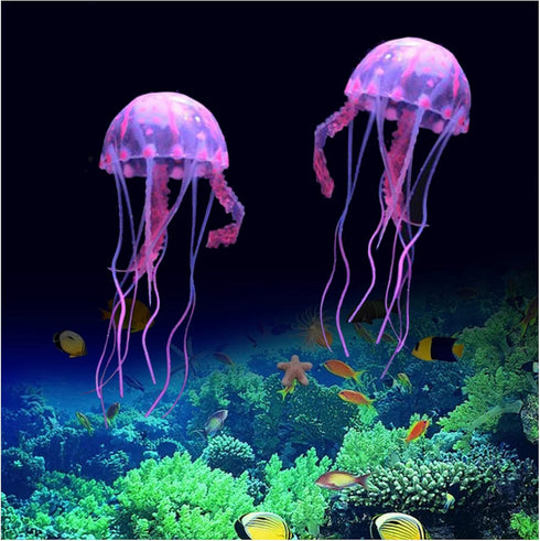 WishLotus 2 PCS Jellyfish Fish Tank Decorations, Simulation Jellyfish Plant Ornament for Various Aquariums (S, Pink)
