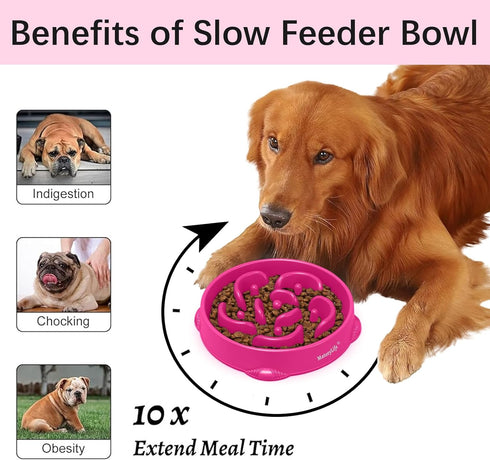 MateeyLife Large Slow Feeder Dog Bowls, Anti-Choking Puzzle Dog Food Bowls, Non-Slip Interactive Feeding Bowls for