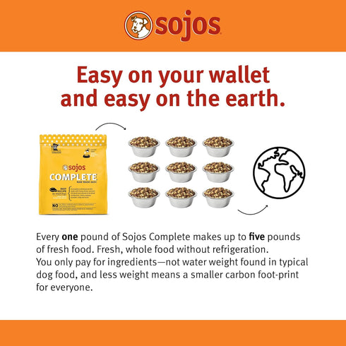 SOJOS Complete Beef Recipe Dehydrated Dog Food, 1.75 lb, Yellow