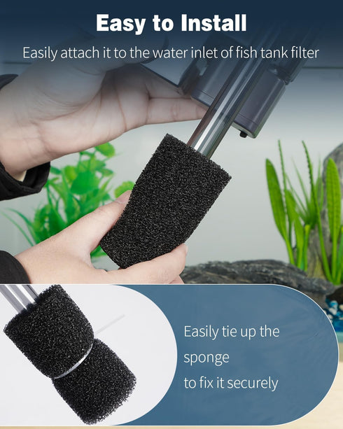 Pawfly 6 Pack Pre-Filter Sponge, 0.6" Aquarium Intake Filter Sponge Foam Cover Rolls for Small Fish, Shrimp Fry Fish