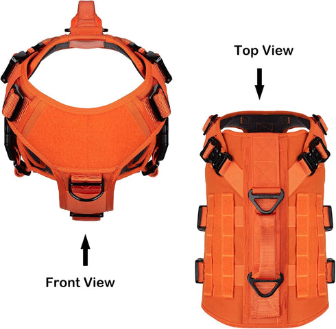 ICEFANG GN3 Tactical Dog Harness with 6X Buckle, Molle Vest with Handle, No Pulling Front Clip (XL, Safety Orange)