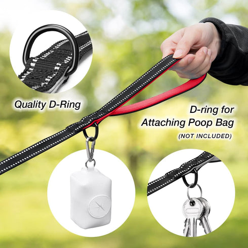PHOEPET 5 Feet Heavy Duty Dog Leash, Reflective with Soft Padded Handle for Extra Control