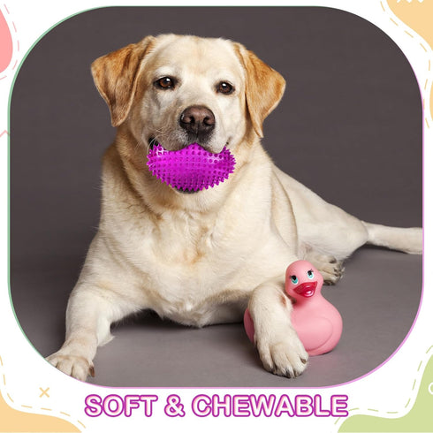 4 Pcs 4.5'' Spiky Squeaker Football Dog Toy for Medium Large Dogs, Spiky Balls for Aggressive Chewers, Fetch Training
