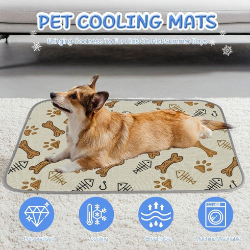 Generic 28" X22" Cooling Pet Mat Ice Silk Cooling Mat for Dogs Outdoor Simple Hibiscus Kennel Dog Bed Washable Crate
