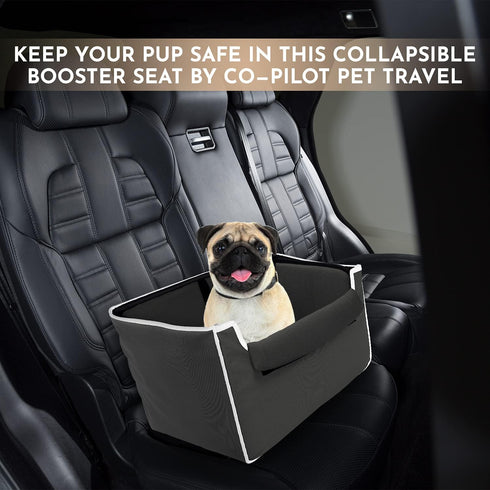 Collapsible Pet Booster Car Seat Box with Plush Fleece Cover, Cushion Insert for Small Dogs and Puppies Under 20 lbs,