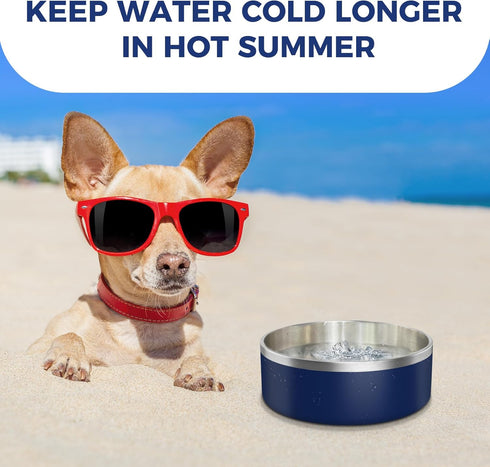LIHONG Dog Bowls, Stainless Steel Non-Slip Dog Bowls for Small Medium Dogs, Insulated Pet Bowl for Food and Water