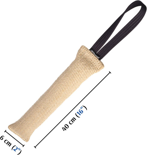 Dingo Gear Tug Toy for Dog Training - Agility Tug of War Jute Dog Bumper with Handle for Aggressive Chewers