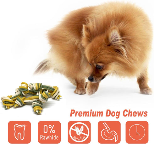 Rawhide Free Triple Dental Floss Dog Treats, 15 pcs/bag for Healthy Teeth