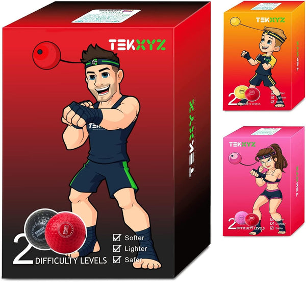 TEKXYZ Boxing Reflex Ball with Headband, 2 Difficulty Levels for Agility and Reaction Training