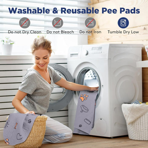 Washable Pee Pads for Dogs, 2 Pack Large 36"x41", Super Absorbent Reusable Non-Slip Whelping Pads