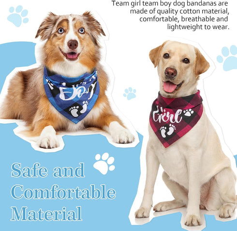 2 LEIFIDE Pieces Gender Reveal Baby Announcement It's a Girl or It's a Boy Dog Bandana Pregnancy Plaid Triangle Pet