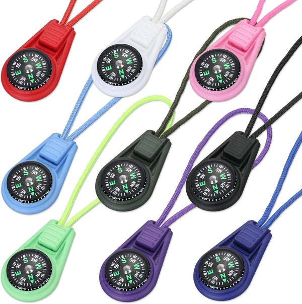Multi-Color Mini Survival Compass, Outdoor Camping Hiking Pocket Compass Liquid Filled on Cord for Emergency Kits