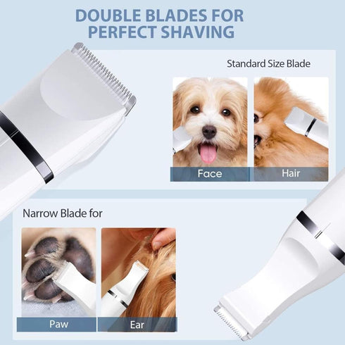 Luxuz 3-in-1 Trimmer, Trimmer Dog & Cat Grooming Kit, Rechargeable Quiet Pet Clippers with Nail Grinder & Paw Cordless