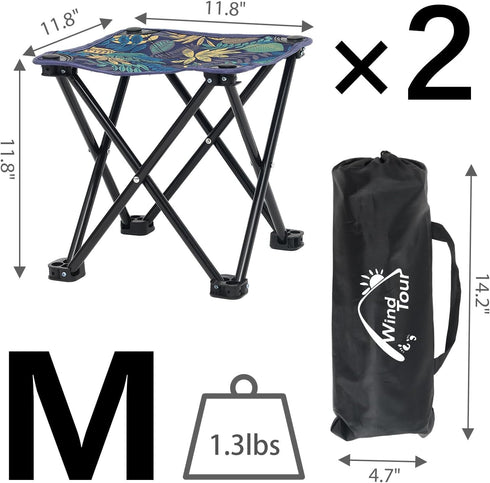 Wind Tour Samll -2) Portable Folding Camping Stool Outdoor Camping Lightweight Chair for Fishing Hiking Gardening