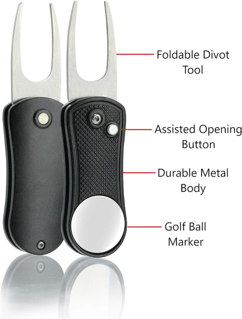 Golf Essentials Kit, Includes Towel, Cleaning Brush, TRI-LINE Ball Alignment Kit, Divot Repair Tool, Ball & Tee Holder