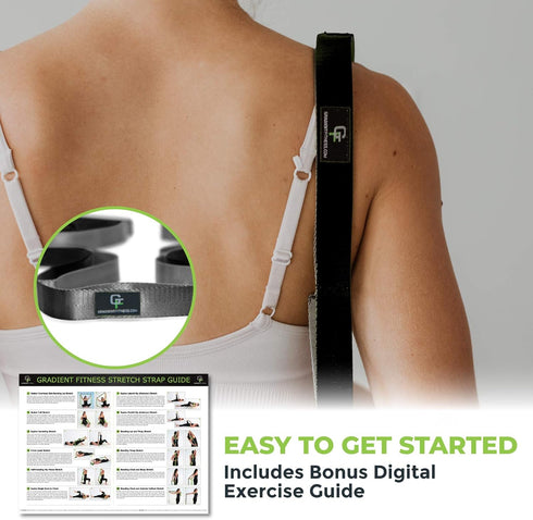 Gradient Fitness Stretching Strap for Physical Therapy, 12 Multi-Loop 1" W x 8' L, Neoprene Handles