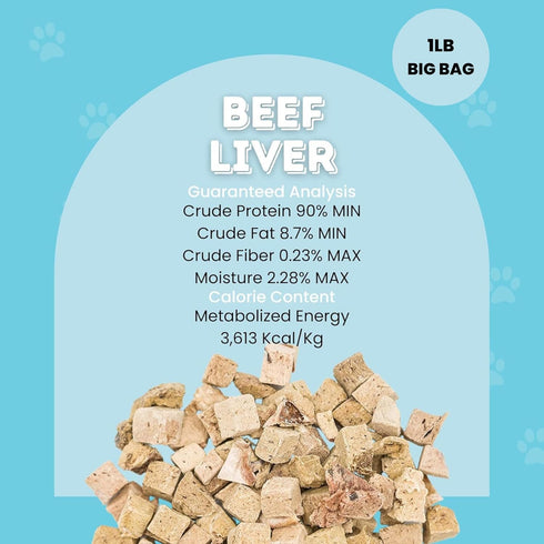 1LB 300+ hotspot pets Freeze Dried Beef Liver Treats for Cats & Dogs - Big Bag Pcs - Made in USA, Single Ingredient