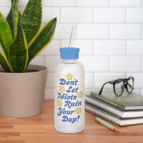 Studio Oh! New Glass Water Bottle - 25oz Reusable Cute Eco-Friendly Shatter-Resistant Aesthetic with Silicone Coating