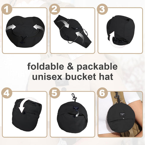 Packable Waterproof Bucket Hat for Women and Men, UV Protection Sun Hat